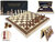Wooden Chess Checkers set -  Luxe Magnetische 2-in-1 Schaak- en Dambord - Eikenhout - inklapbaar schaakbord