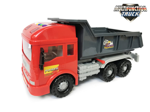 Speelgoed Vrachtwagen met laadbak/kiepbak - 4 soorten geluiden en lichtjes - 33CMS