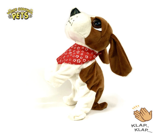 Schattig blaffende speelgoed hondje - Met 7 verschillende kunstjes op geluid/aanraken - Voice Control clap dog- 29CM