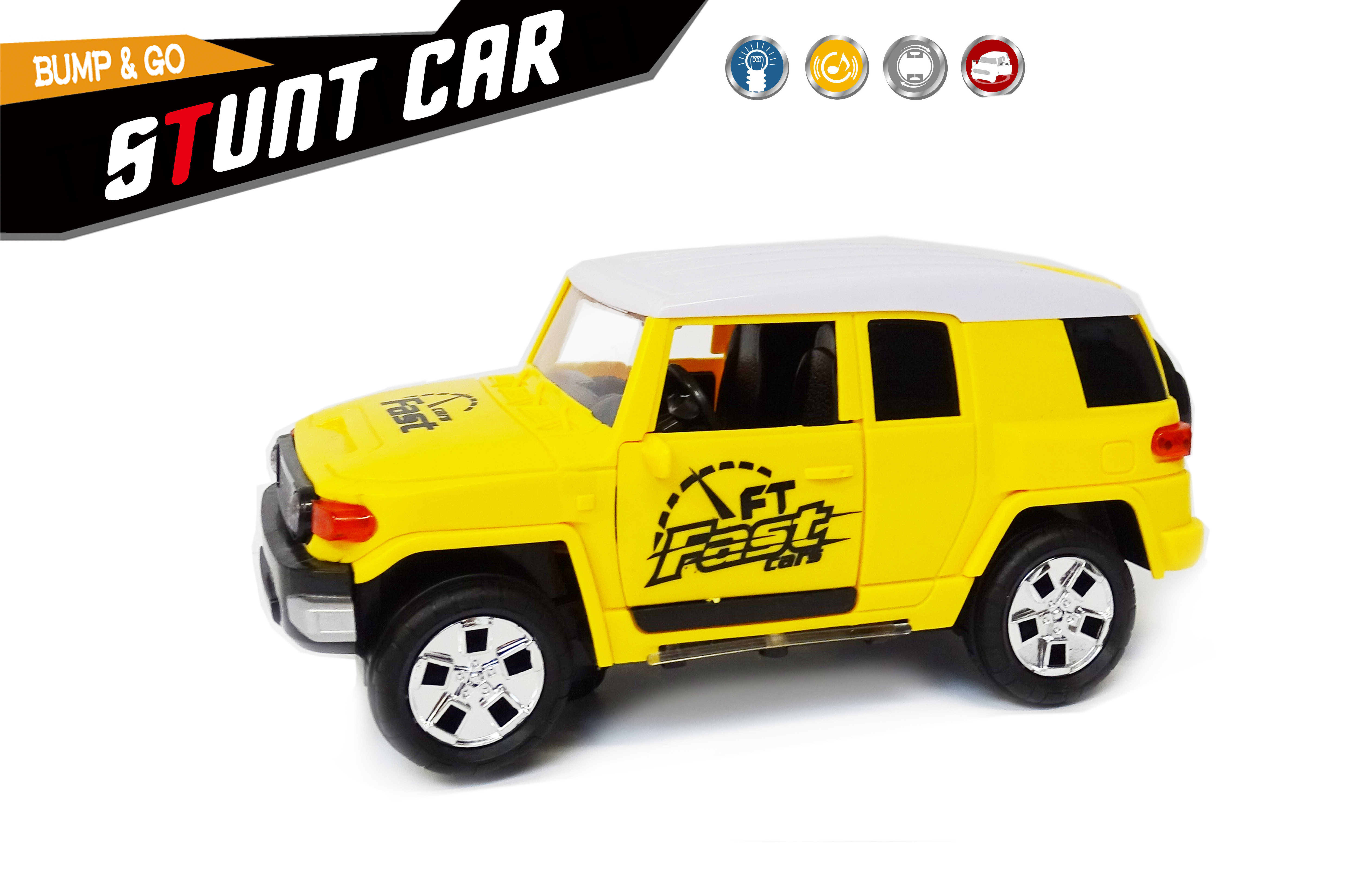 Stunt car toy - Super Max - Hummer with acrobatic movement -Led light and sound (20CM)