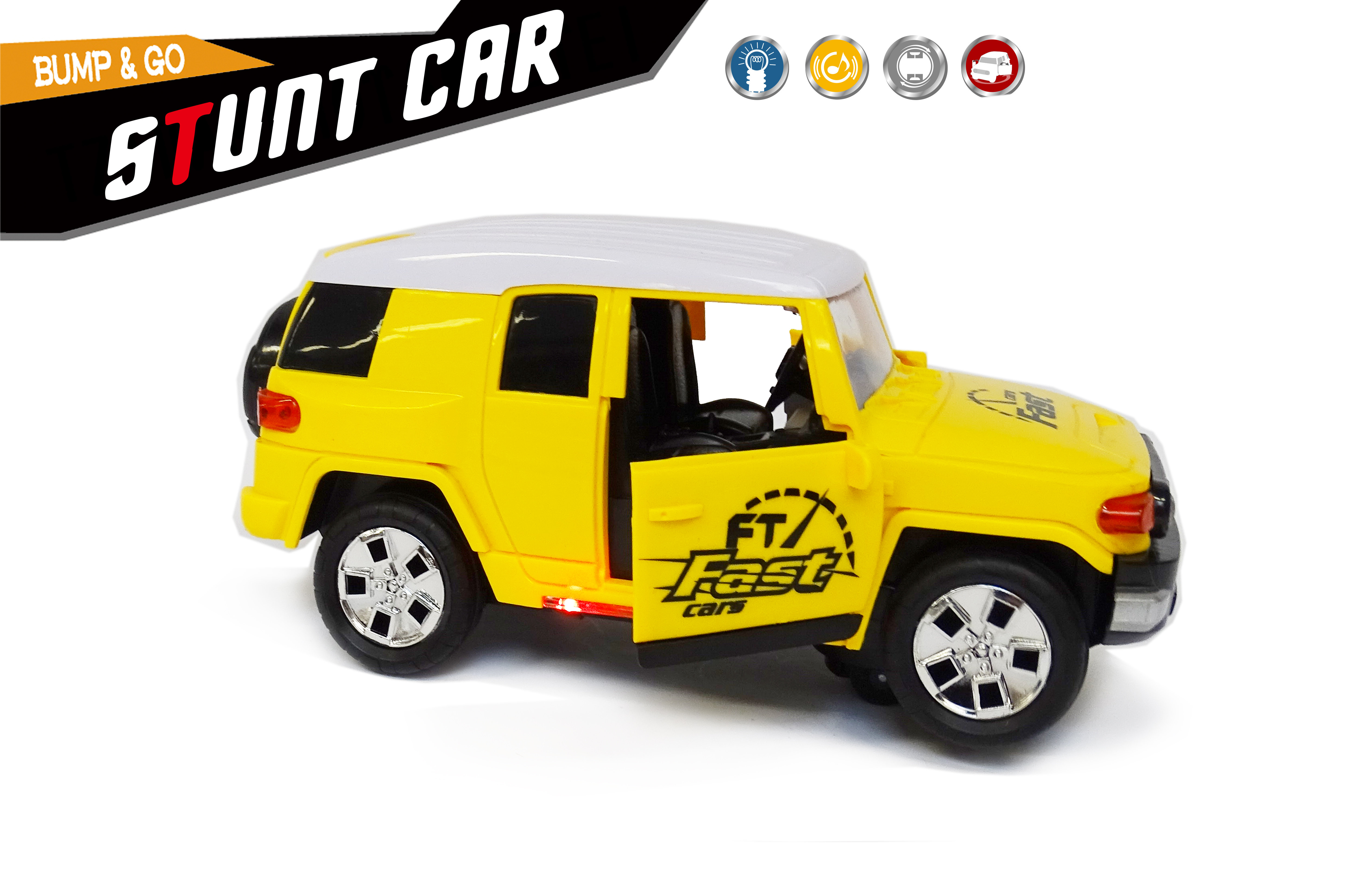 Stunt car toy - Super Max - Hummer with acrobatic movement -Led light and sound (20CM)