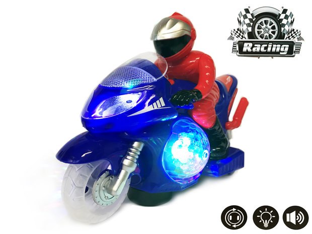 Racing motorcycle with LED disco lights and sound effects - toy motorcycle (25CM)