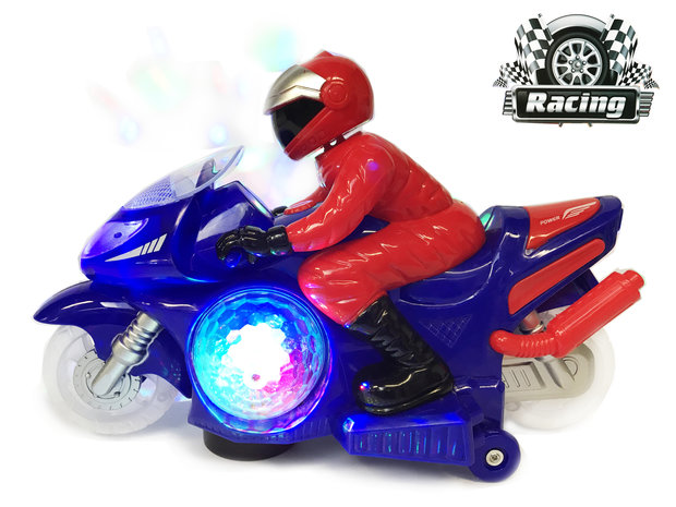 Race motor met led disco lichten en geluid effecten - speelgoed motorfiets (25CM)