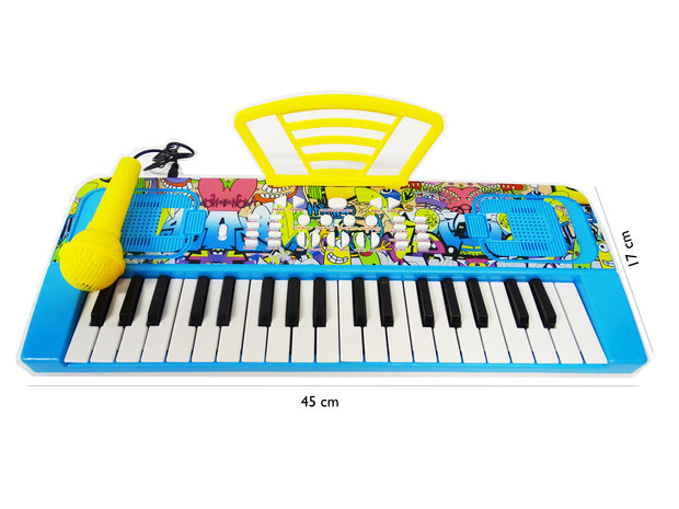 Toy Keyboard with 37 tones - music piano - with microphone - 45 CM