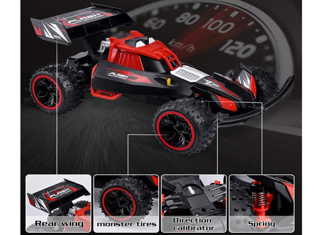 RC Race Buggy NQD - 2.4GHZ radio controlled car 12km/h - 1:16 - rechargeable + Extra battery