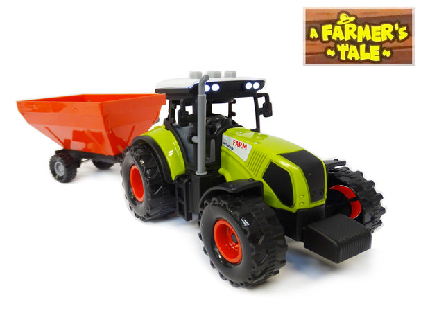Tractor 2in1 werkvoertuig speelgoed - met geluid en licht - tank en laadbak -45CM