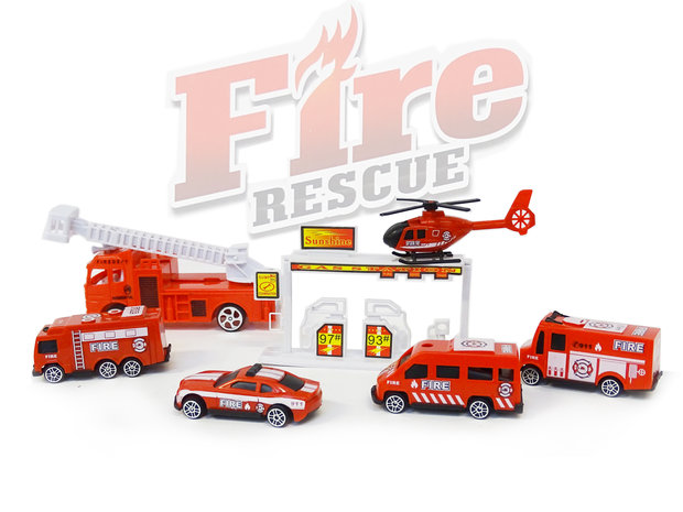 Brandweer speelfiguren set - Fire Rescue - speelgoed Brandweer set 17 stuks