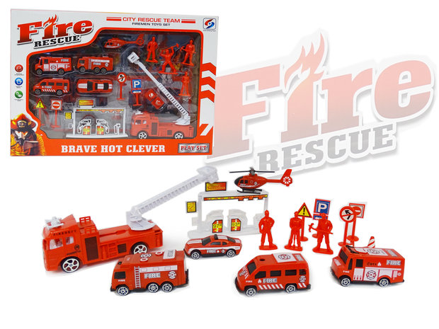 Brandweer speelfiguren set - Fire Rescue - speelgoed Brandweer set 17 stuks