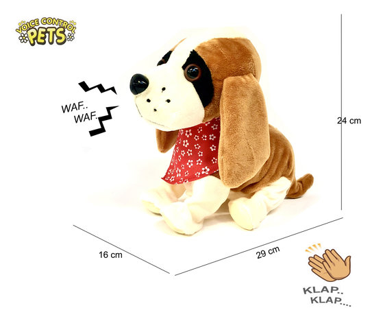 Schattig blaffende speelgoed hondje - Met 7 verschillende kunstjes op geluid/aanraken - Voice Control Pets - 29CM