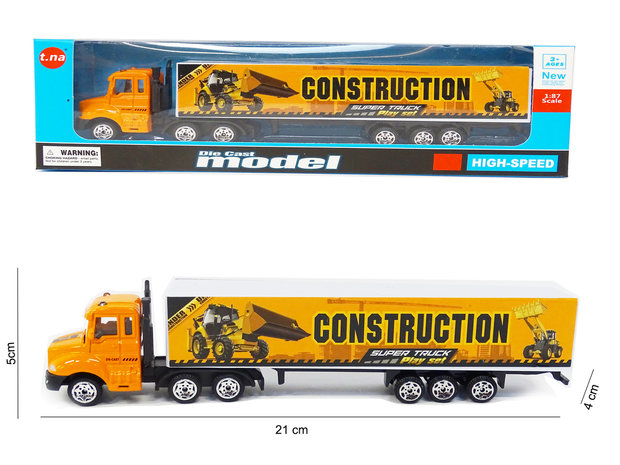 Vrachtwagen met oplegger van construction - Die cast model voertuigen - 1:87