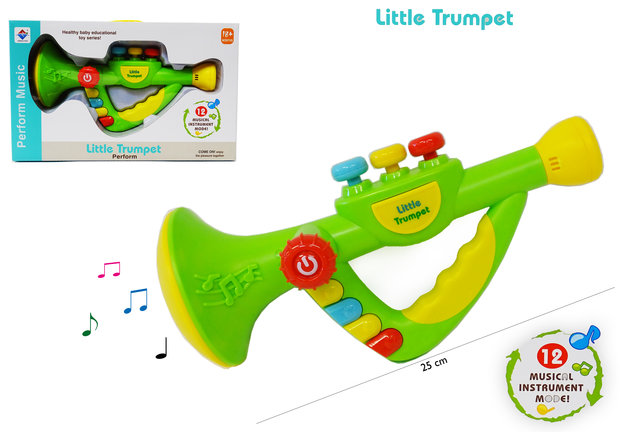 Speelgoed trompet met 12 muzikale instrumenten - Little Trumpet - speelgoed instrument - 25CM