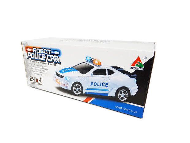 Robot Police Car 2 in 1 robot en auto transformer voertuig politie auto - led licht en geluid 22CM 