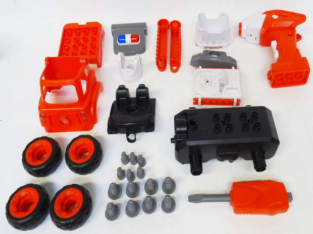 RC DIY brandweerauto speelgoed bouwset 24 stuks - 4in1