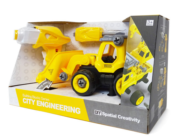 DIY RC Excavator Truck - Construction Set 24 Pieces - 4 in 1 - Remote Control &amp; Screw Drill - City Engineering