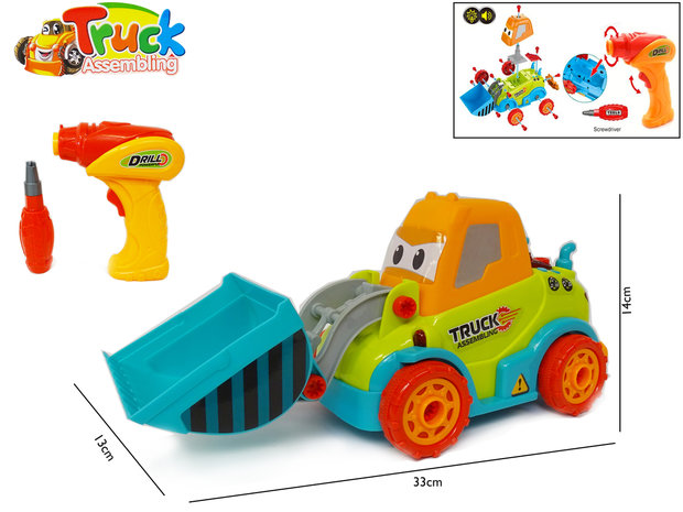 RC DIY Excavator Truck Toy Building Set 24pcs + Screw Drill 2in1 (33cm)