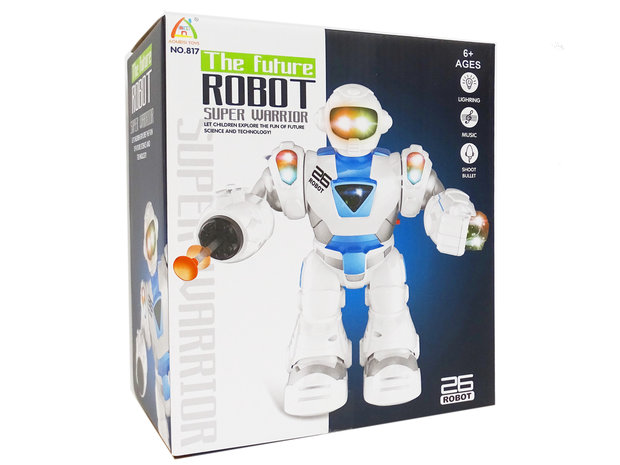 The Future Robot - speelgoed robot Super Warrior- LED licht en geluid - schiet pijltjes - 22CM
