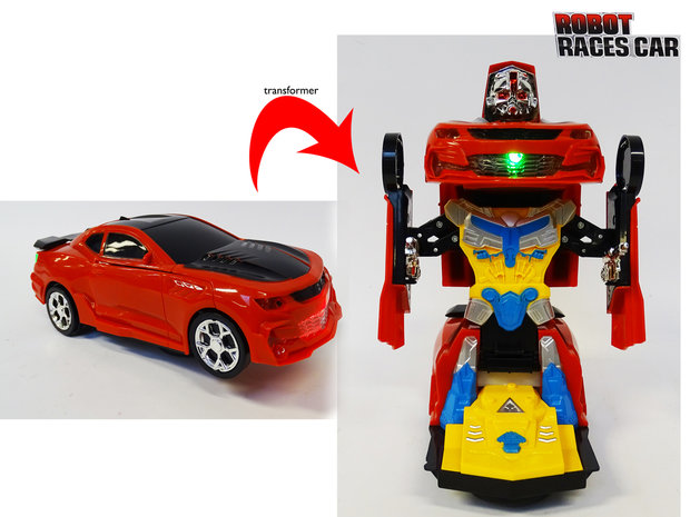 Transformer - Robot Race car - robot and car 2in1 - with sound and LED lights - 20CM