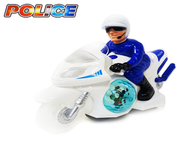 Politie motor met led flash light en politie geluiden - Led Disco spinning Ball- Police Motorcycle 25.5CM
