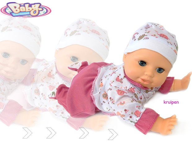 Crawling Baby - kruip baby pop speelgoed -Baby Sweet&amp;Cuddly - met geluid (32cm)