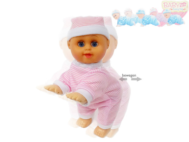 Crawling Baby - kruipende baby pop - kan kruipen en dansen - met geluid (20cm)