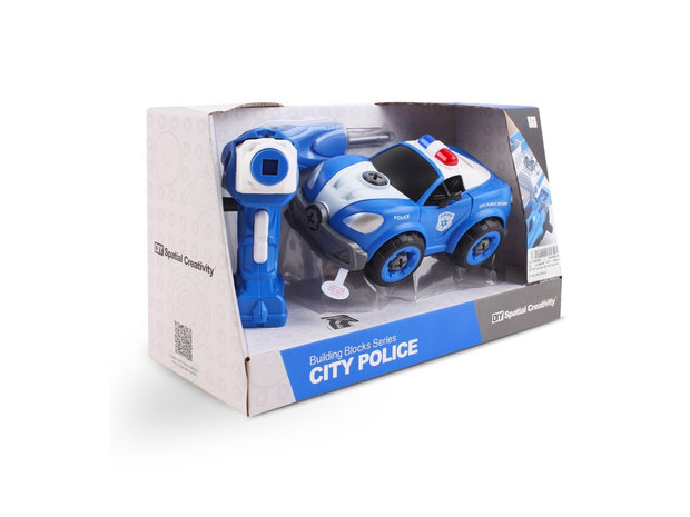 RC politie speelgoed bouwset 22 stuks - 4in1 - afstandsbediening en schroefboormachine - Police City DIY Series