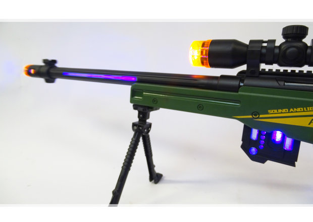 Sniper speelgoed geweer met led lichtjes, trilling en schietgeluiden - scherpschutters speelgoedgeweer  - Rifle AWM  74.5 CM