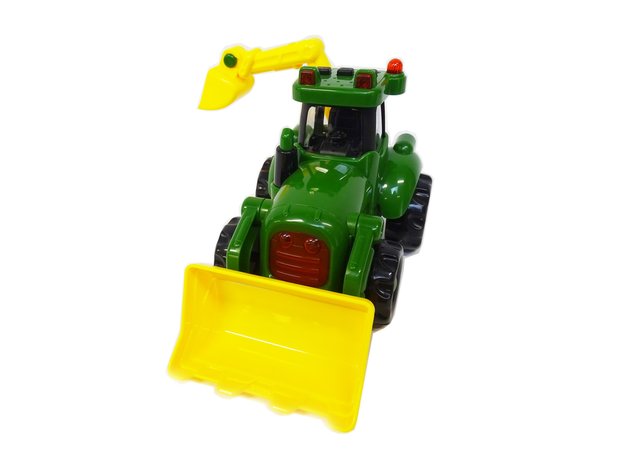Tractor with front loader and excavator - Dutch agricultural tractor - Sound and lights (40CM) Farmer truck