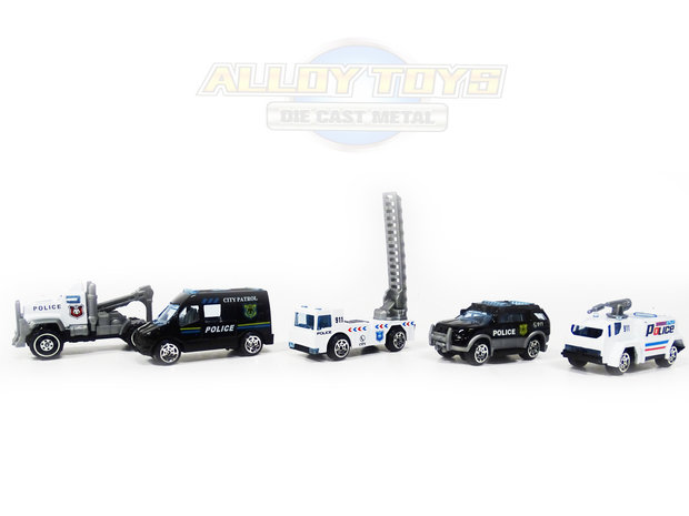 Model auto's 5 stuks - Die Cast Metal Cars - Metaal mini auto's - Alloy Toys - speelgoed mini politie voertuigen
