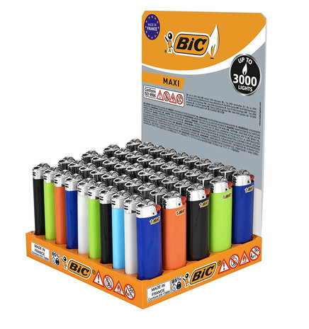 Bic lighters Maxi - 50 pieces lighters - 3,000 flames - mix color lighter