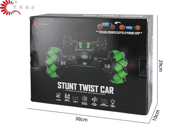 RC Twist Stunt Car - Radio Controlled 4WD Car - Offroad - TKKJ - Transformer Car with Hand Control and Remote Control - Dazzle Light