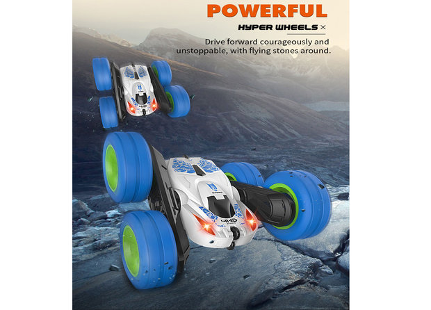RC Stunt auto hyper wheels - dubbelzijdig - 360 graden - 2.4ghz - off road stunt car - TKKJ -  radio grafisch bestuurbare auto 1:28