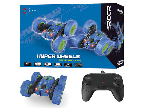 RC Stunt auto hyper wheels - dubbelzijdig - 360 graden - 2.4ghz - off road stunt car - TKKJ -  radio grafisch bestuurbare auto 1:28
