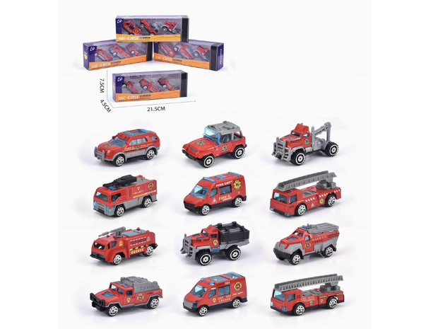 Speelgoed mini brandweer auto&#039;s set - 3 stuks - model auto&#039;s Die Cast - mini alloy voertuigen set