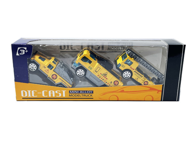 Speelgoed mini werkvoertuigen auto&#039;s set - 3 stuks - model auto&#039;s Die Cast - mini alloy voertuigen set