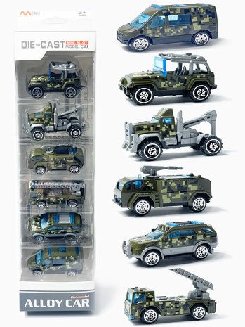Mini militaire voertuigen set 6 stuks - model auto&#039;s Die Cast - mini alloy Army voertuigen mix set