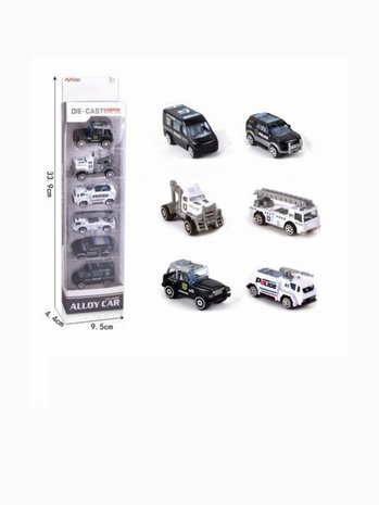 Mini politiewagens set 6 stuks - model auto&#039;s Die Cast - mini alloy Police Force voertuigen mix set