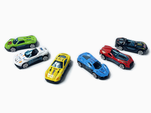 Mini sport auto&#039;s set 6 stuks - model auto&#039;s Die Cast - mini alloy Fast Cars voertuigen mix set
