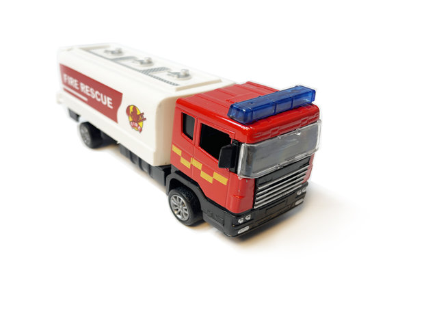 Brandweerwagen RV- Speelgoed brandweerauto Tankautospuit - pull-back drive - 17 CM