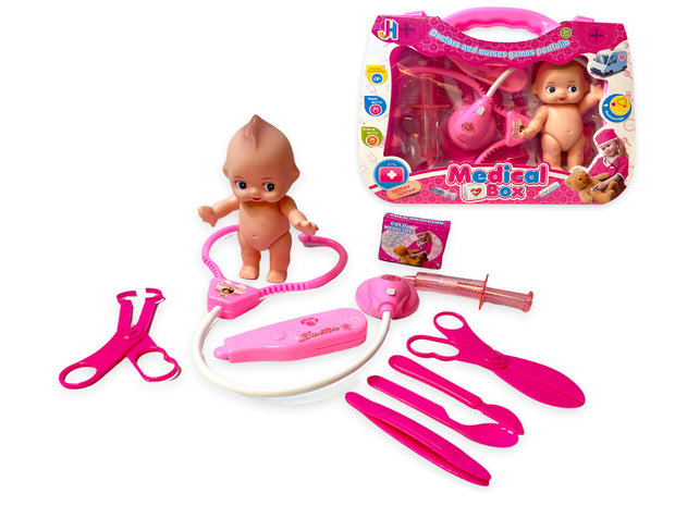Speelgoed Dokterskoffertje - dokters set inclusief baby pop - Medical box - baby care set 