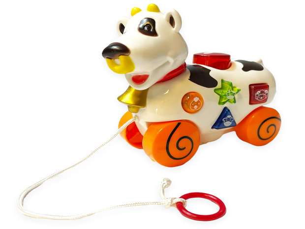 Toy pull animal cow - with sound and light - Lovely pet cow - 15 cm