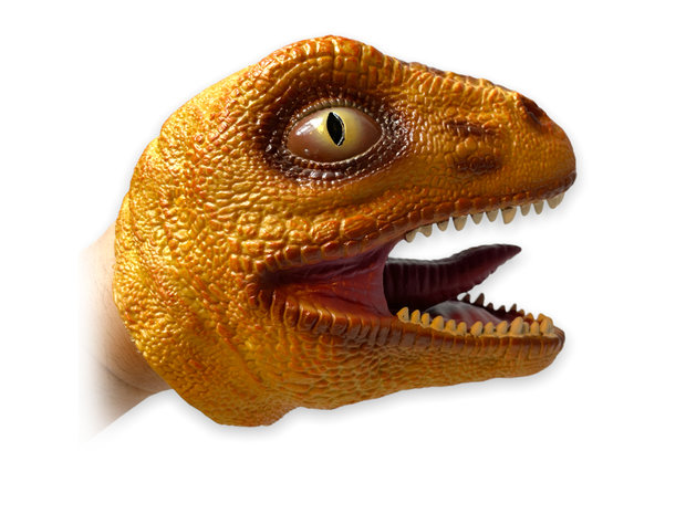 2x Hand Puppet Tyrannosaurus - rubber Realistic dinosaur toy hand puppet set