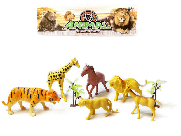 Wilde dieren speelgoed figuren set - The Animal World  - Speelset dieren 6 stuks