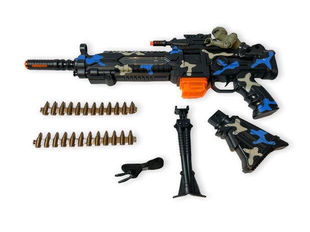 Toy gun rotating bullet belt.
