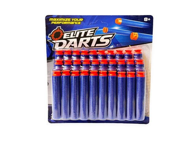 30 pieces darts with suction cup for Nerf guns - Elite Darts arrows - blue