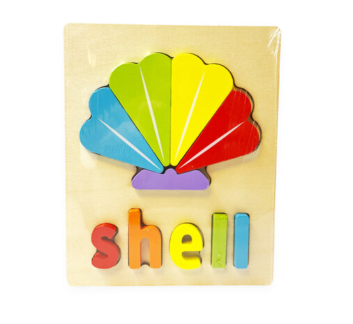 Wooden puzzle shell toy - shapes puzzle for children 18x15cm