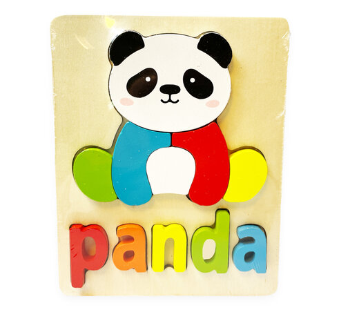 Wooden insert puzzle panda toy - shapes puzzle for children 18x15cm