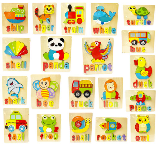 Houten inlegpuzzel schildpad speelgoed - vormen puzzel voor kinderen 18x15cm