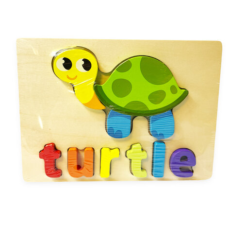 Houten inlegpuzzel schildpad speelgoed - vormen puzzel voor kinderen 18x15cm