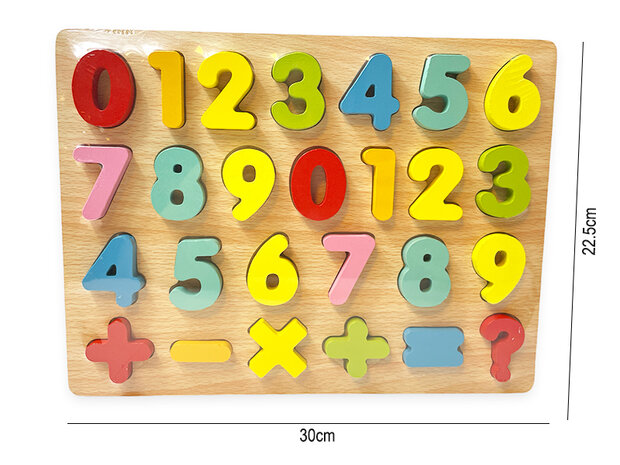 Houten inlegpuzzel speelgoed - cijfers vormen puzzel bord - 30x22.5 CM