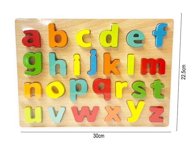 Houten alfabet inlegpuzzel speelgoed - puzzel bord met letters- 30x22.5 CM